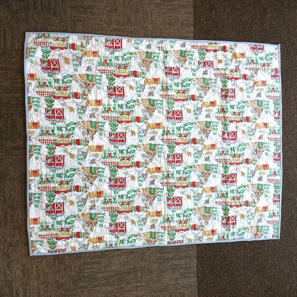 Handmade Christmas Holiday Quilted Snow Village Blanket Approx. 52